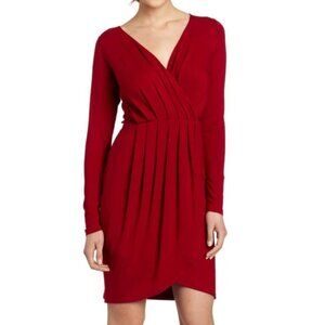 Karen Kane Bold Red Long Sleeve Faux Wrap Dress